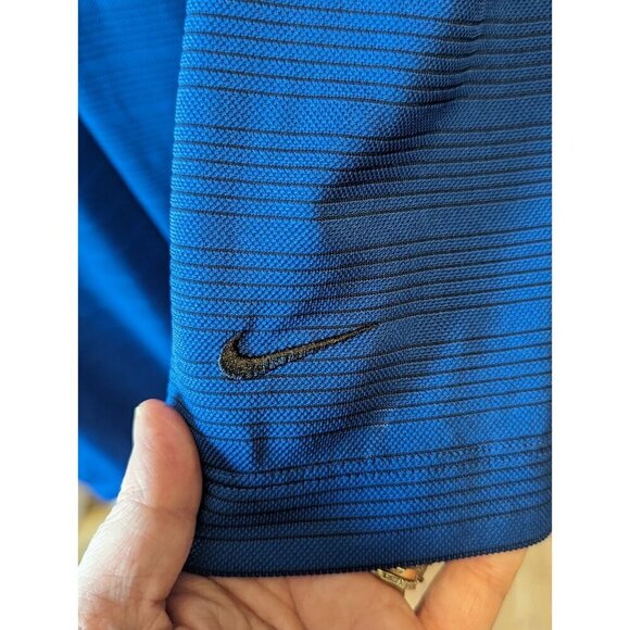 NIKE GOLF Polo Shirt Men XL Blue Striped Short Sleeve DRI-FIT Embroidered - Picture 4 of 12